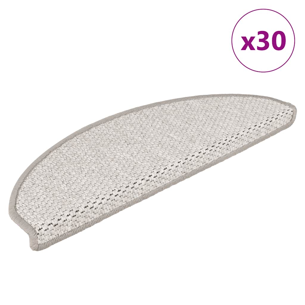 Laiptų kilimėliai Lipni Sisal-Look 30 vnt 65x21x4 cm Platina