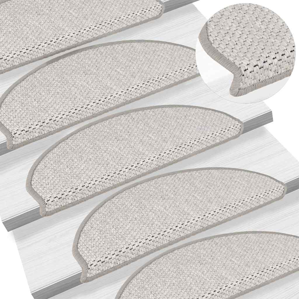 Laiptų kilimėliai Lipni Sisal-Look 30 vnt 65x21x4 cm Platina