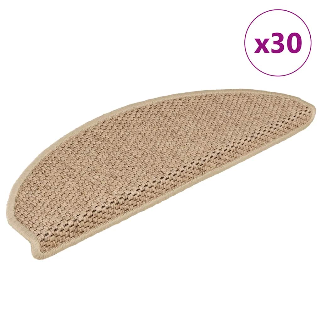 Stair Mats Self-Adhesive, 30 pcs, Beige, 65x21x4cm