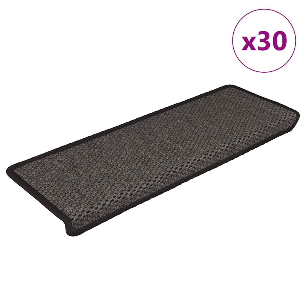 Adhesive stair mats, 30 pcs, anthracite, 65x21x4cm