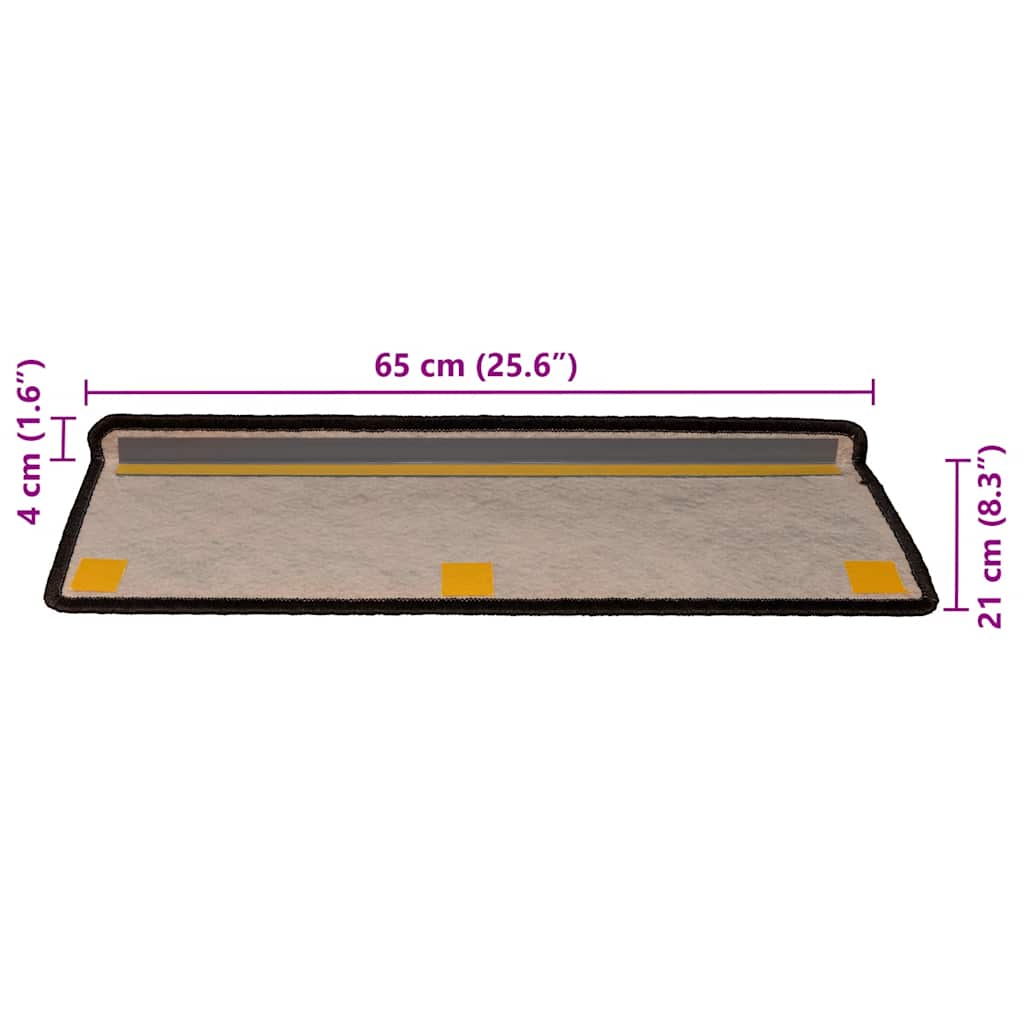 Adhesive stair mats, 30 pcs, anthracite, 65x21x4cm