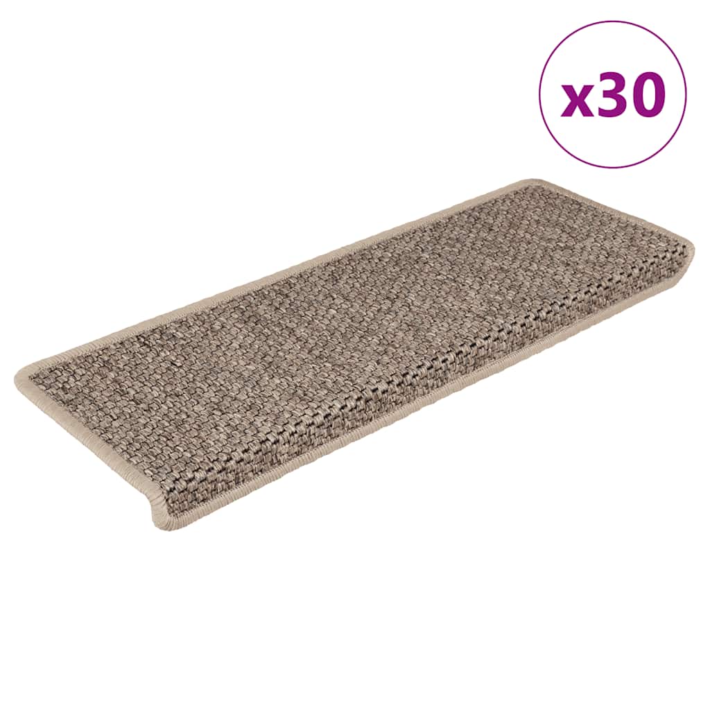 Self-adhesive stair mats, 30 pcs, dark beige, 65x21x4cm