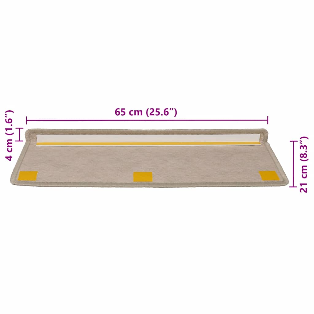 Self-adhesive stair mats, 30 pcs, dark beige, 65x21x4cm