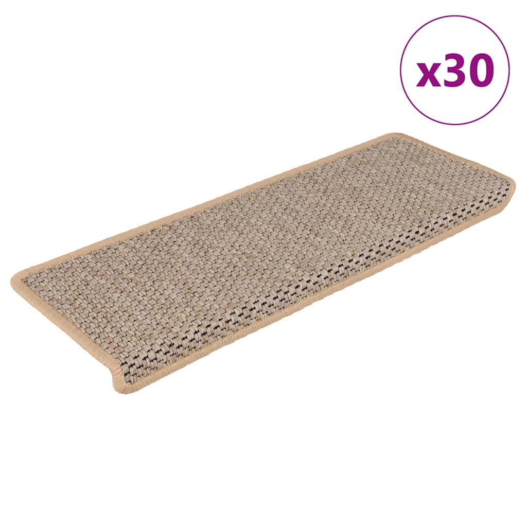Self-adhesive stair mats, 30 pcs, light beige, 65x21x4cm