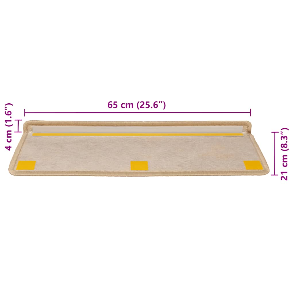 Self-adhesive stair mats, 30 pcs, light beige, 65x21x4cm
