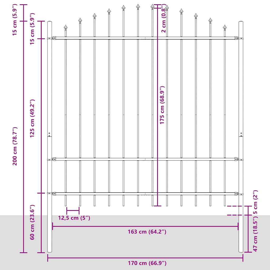 Garden fence Grey 680 x 175 cm