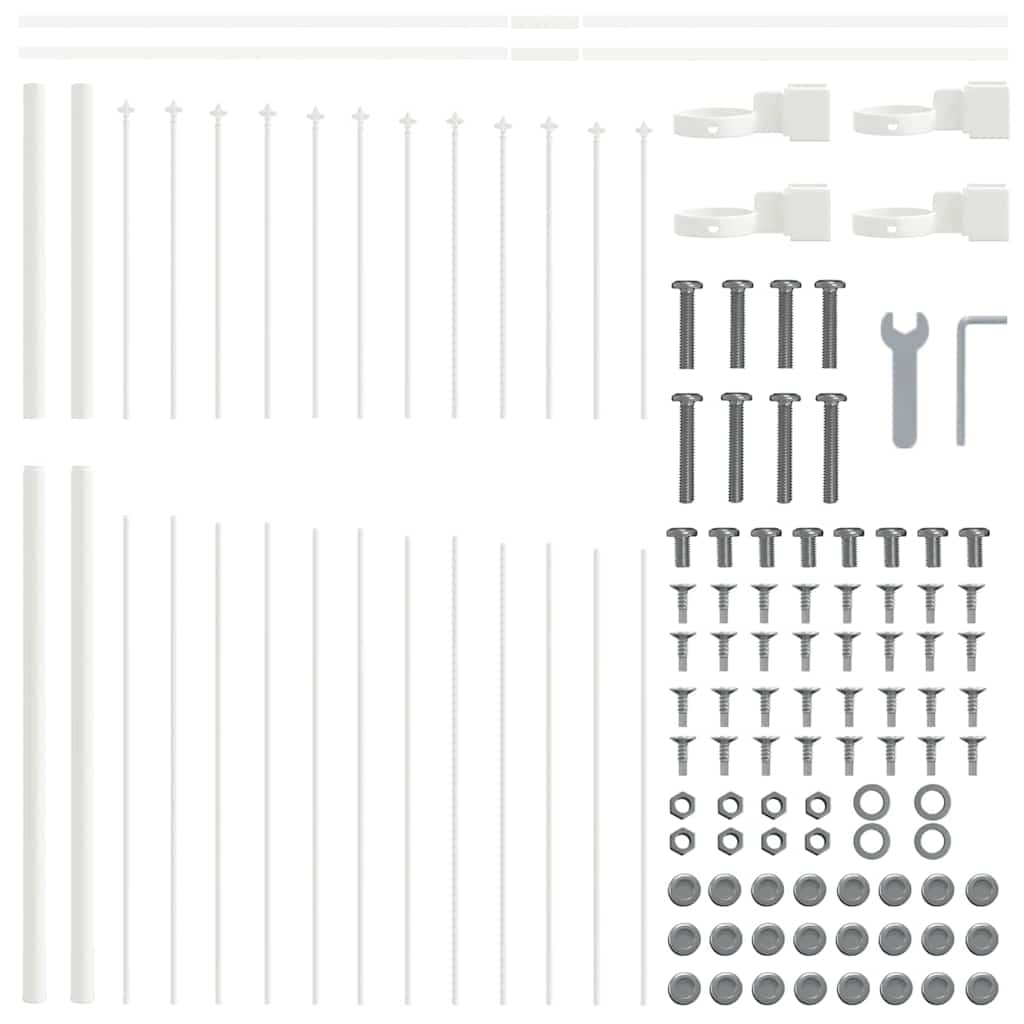 Garden Fence White 1020 x 125 cm Powder-Coated Steel