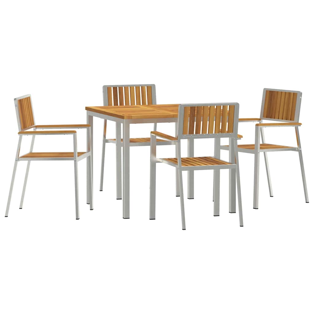 Sodo valgomojo komplektas 5 pcs Ruda akacijos medienos masyvas