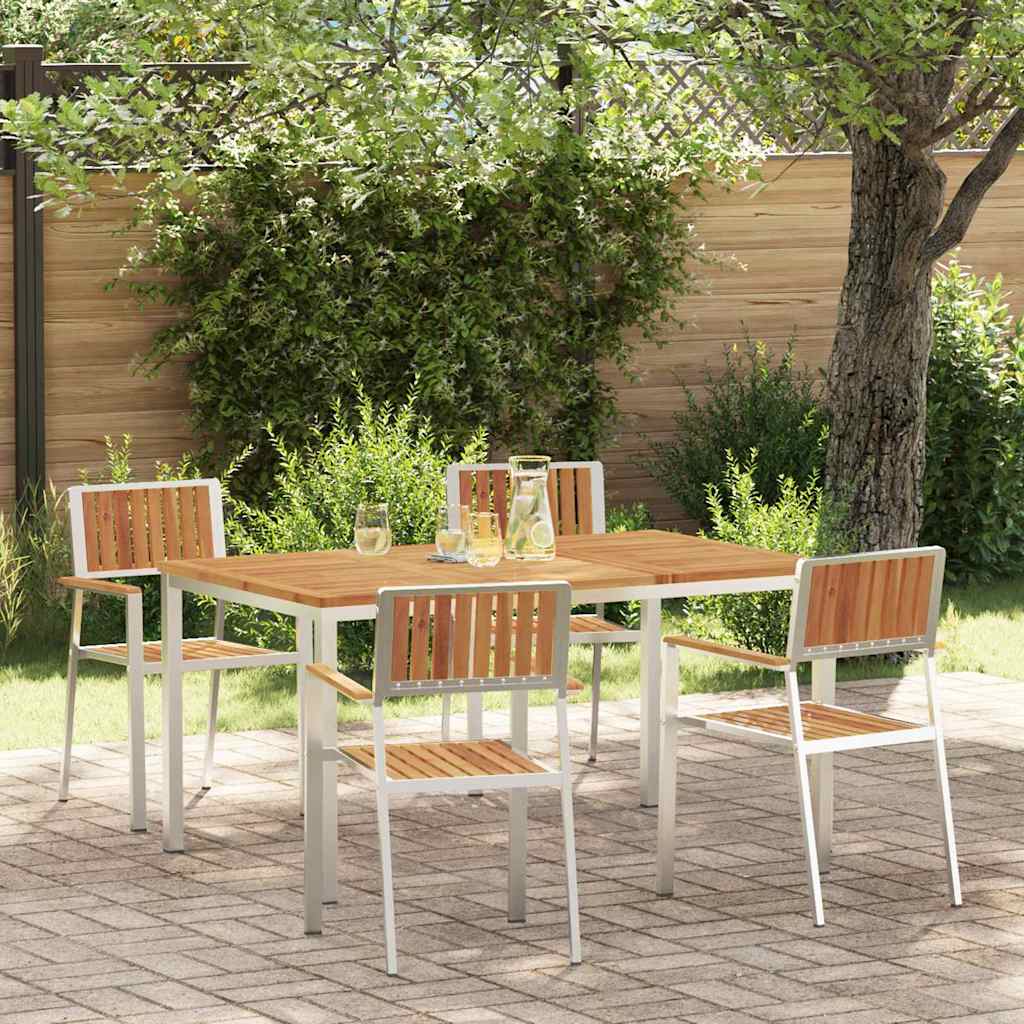 Outdoor dining set 5 pcs Brown solid acacia wood
