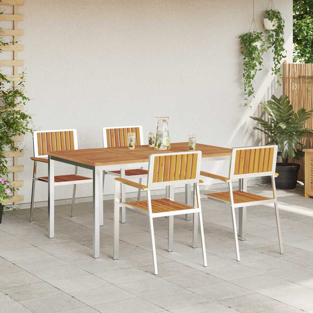 Outdoor dining set 5 pcs Brown solid acacia wood