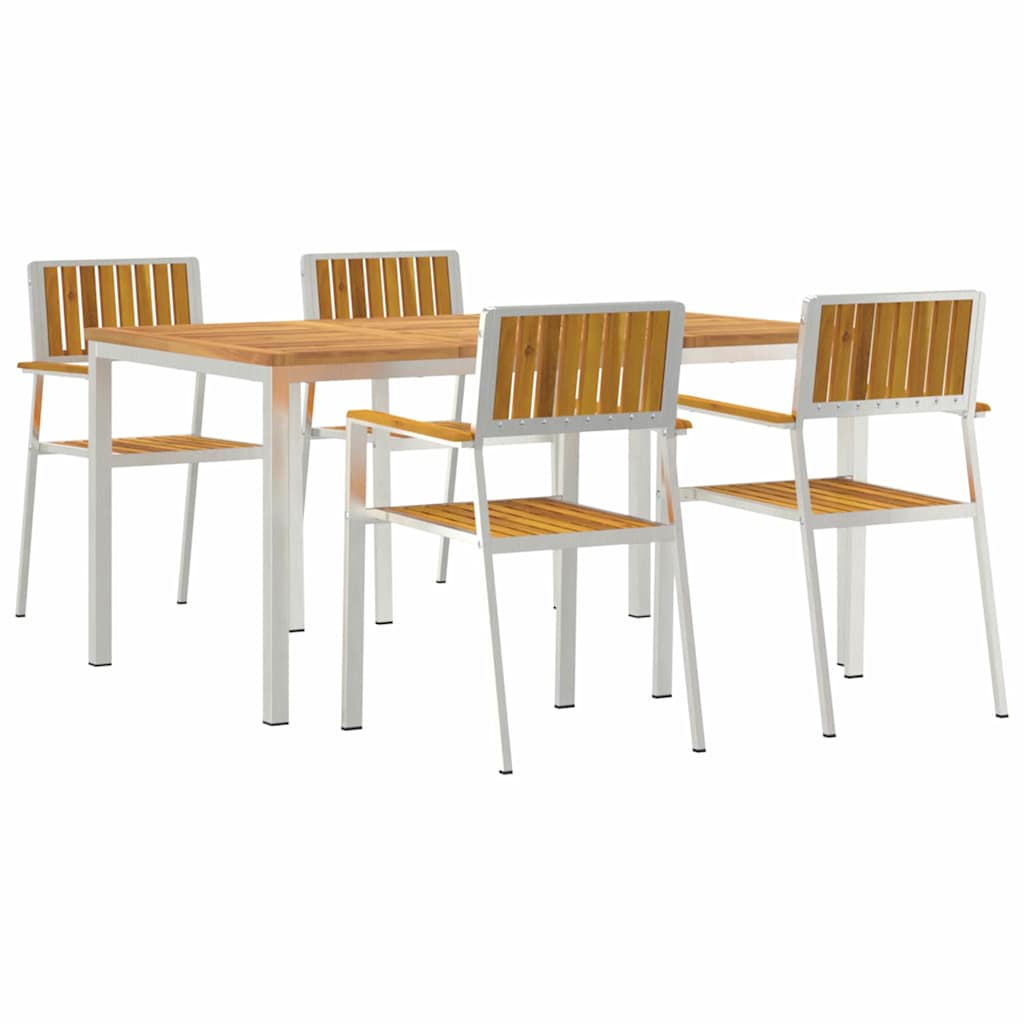 Outdoor dining set 5 pcs Brown solid acacia wood