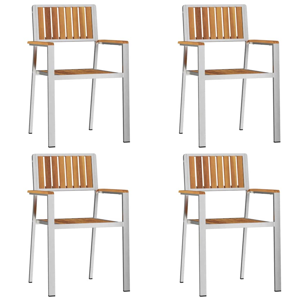 Outdoor dining set 5 pcs Brown solid acacia wood