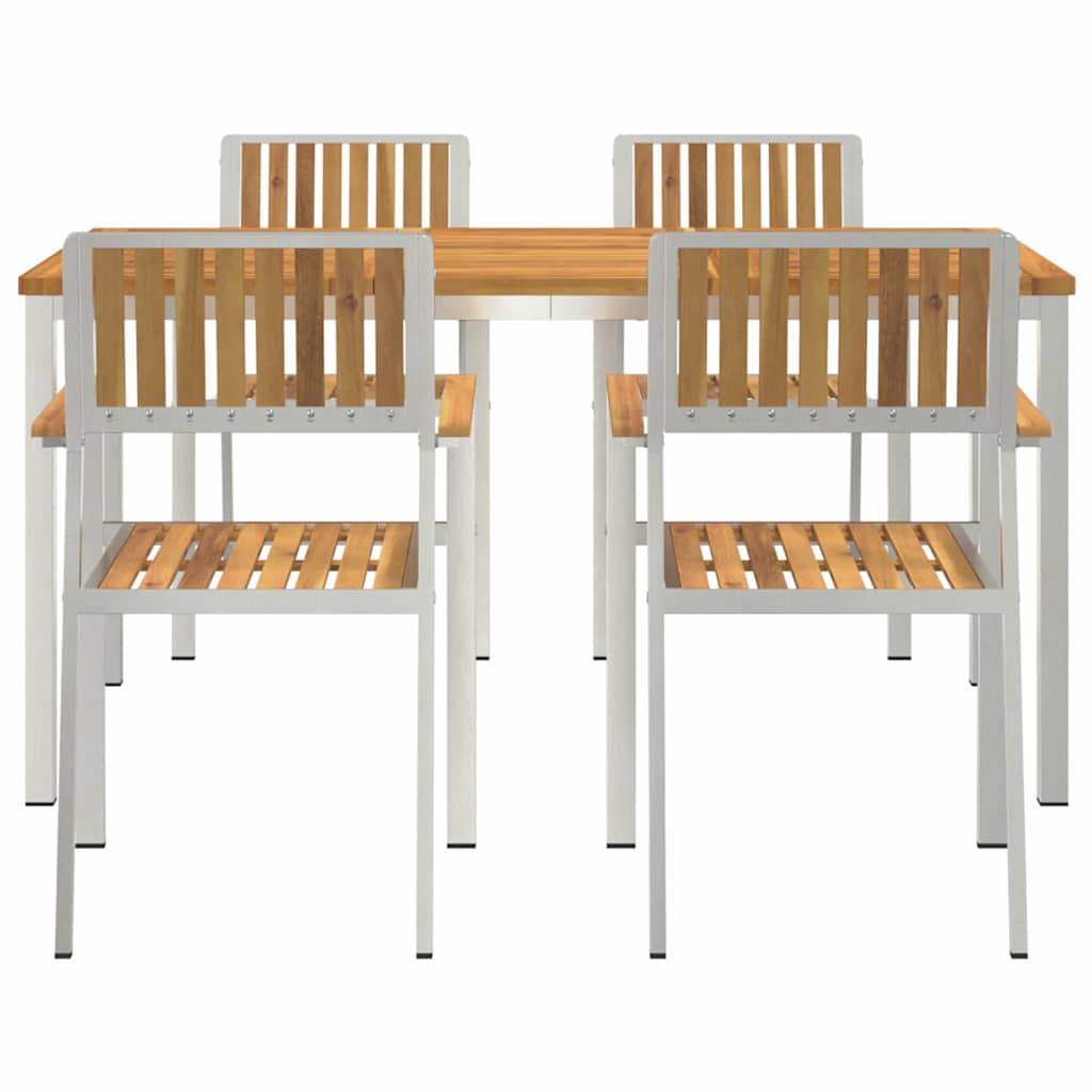 Outdoor dining set 5 pcs Brown solid acacia wood