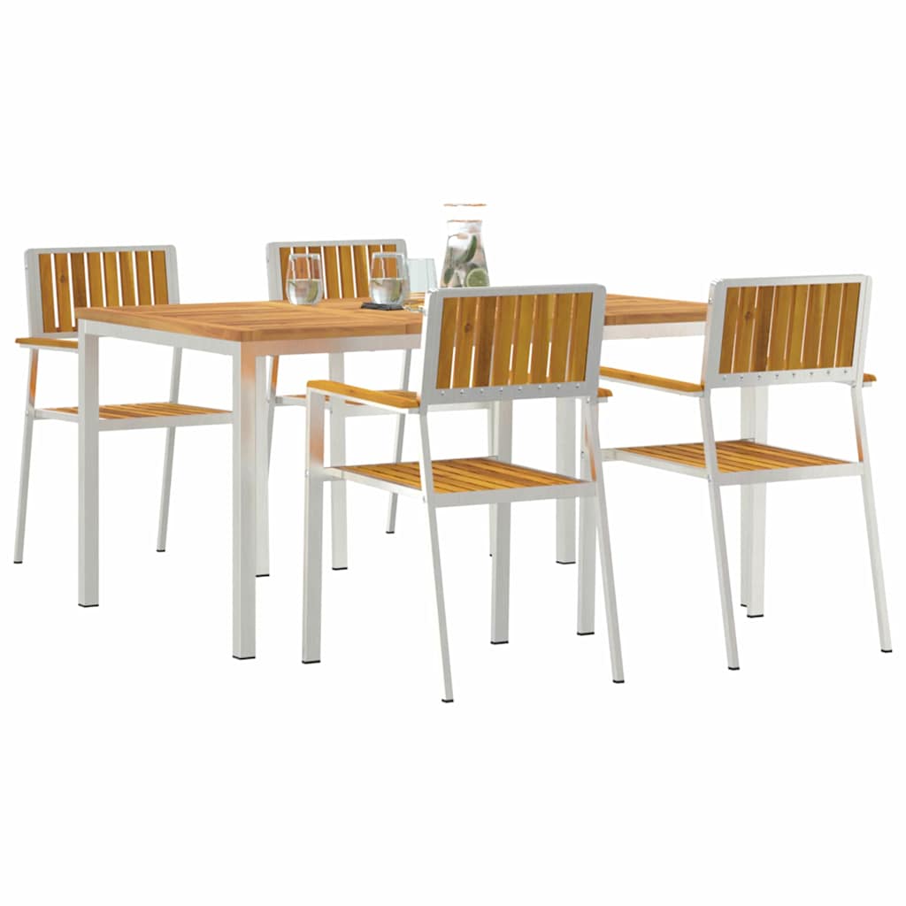 Outdoor dining set 5 pcs Brown solid acacia wood