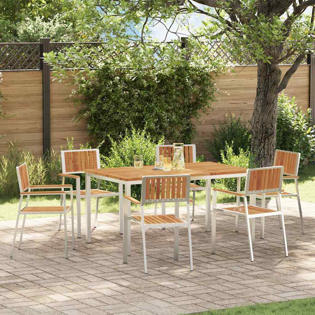 Garden Dining Set 7 pcs Solid Acacia Wood Brown