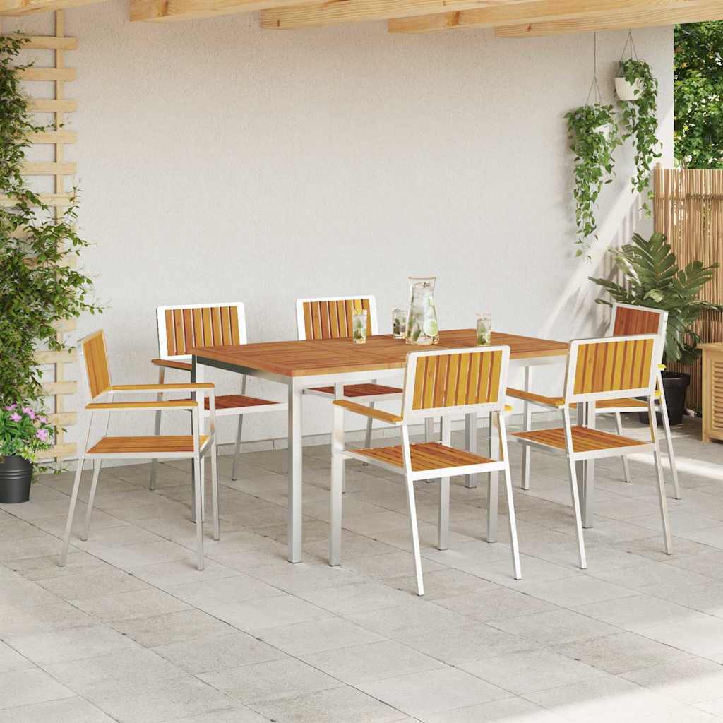 Garden Dining Set 7 pcs Solid Acacia Wood Brown