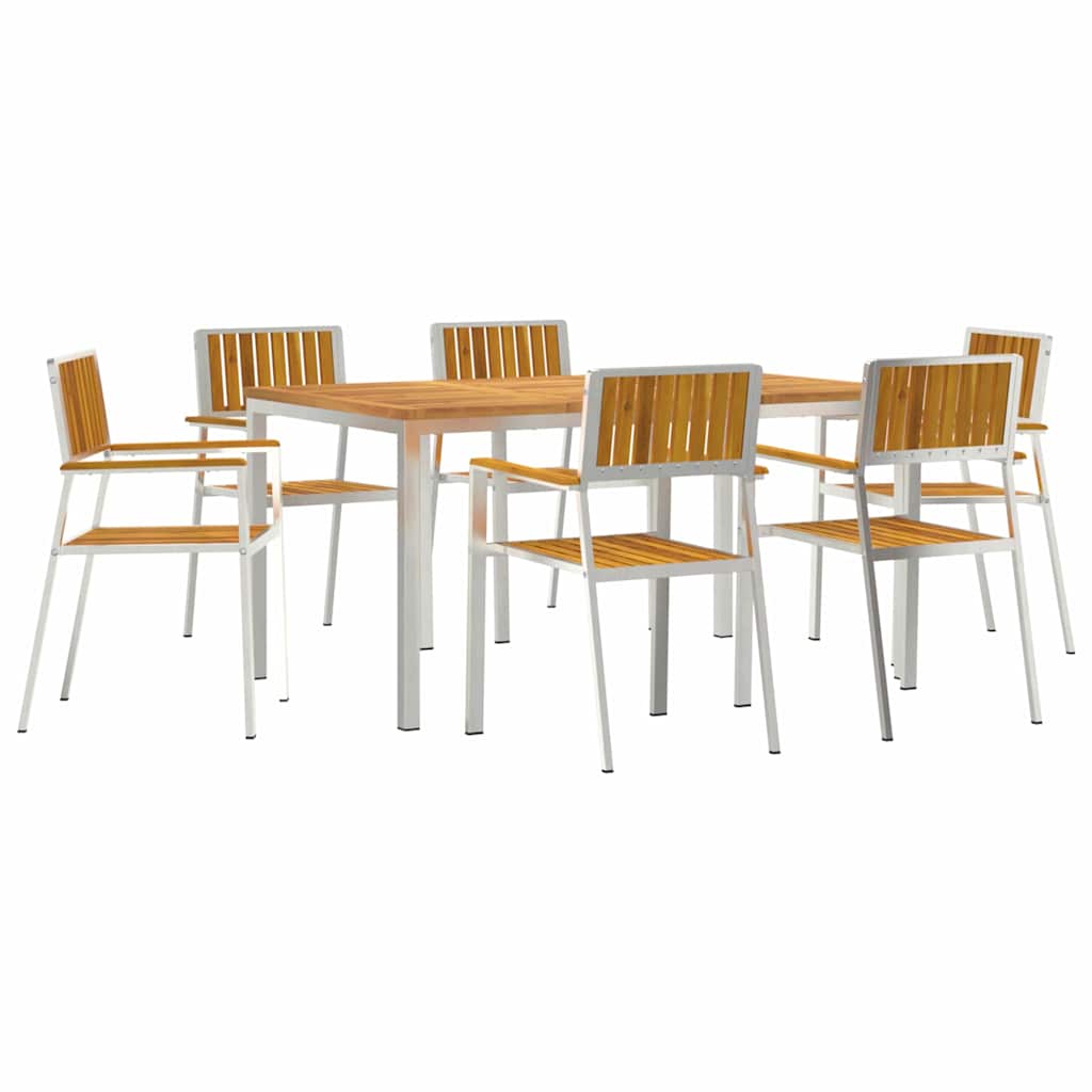 Garden Dining Set 7 pcs Solid Acacia Wood Brown