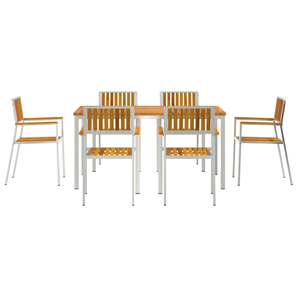 Garden Dining Set 7 pcs Solid Acacia Wood Brown