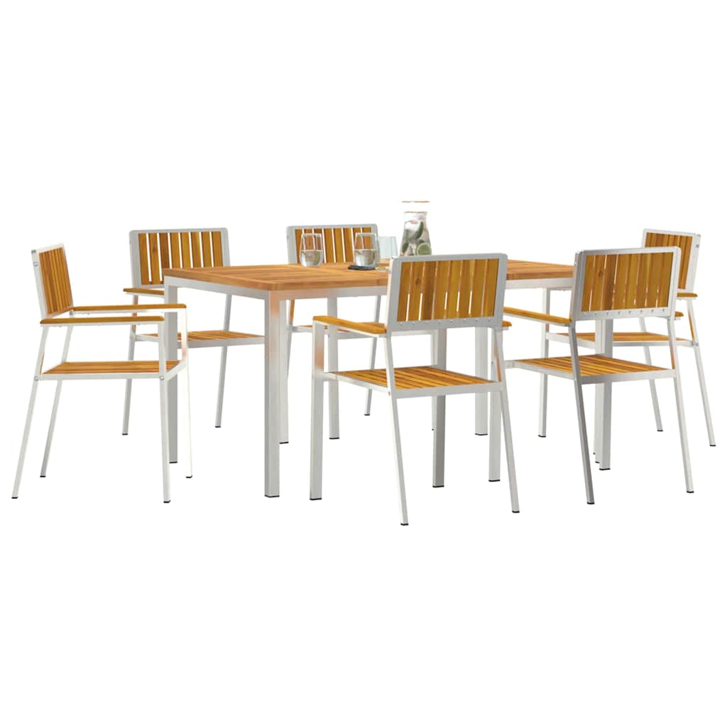 Garden Dining Set 7 pcs Solid Acacia Wood Brown