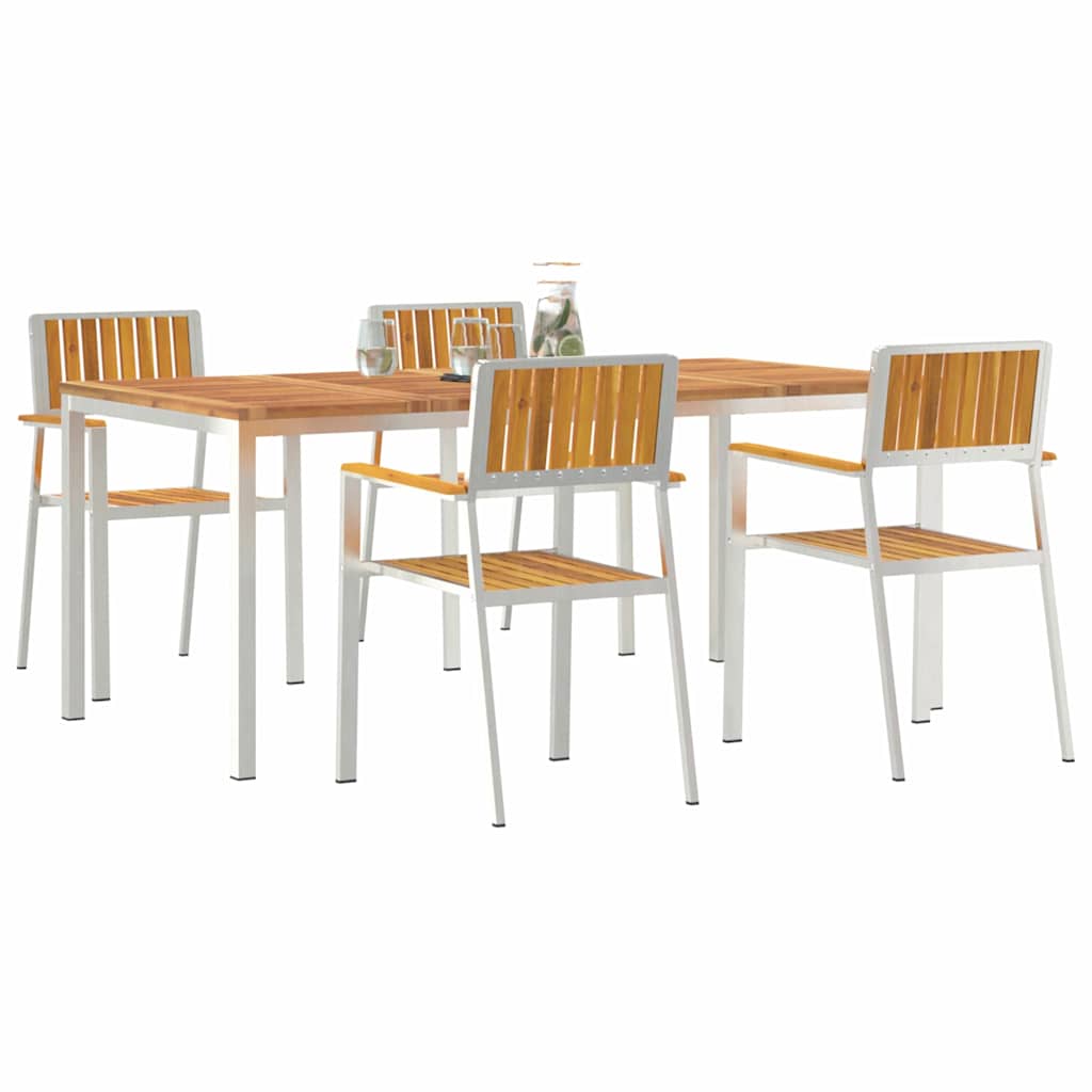 Sodo valgomojo komplektas 5 pcs Ruda akacijos medienos masyvas