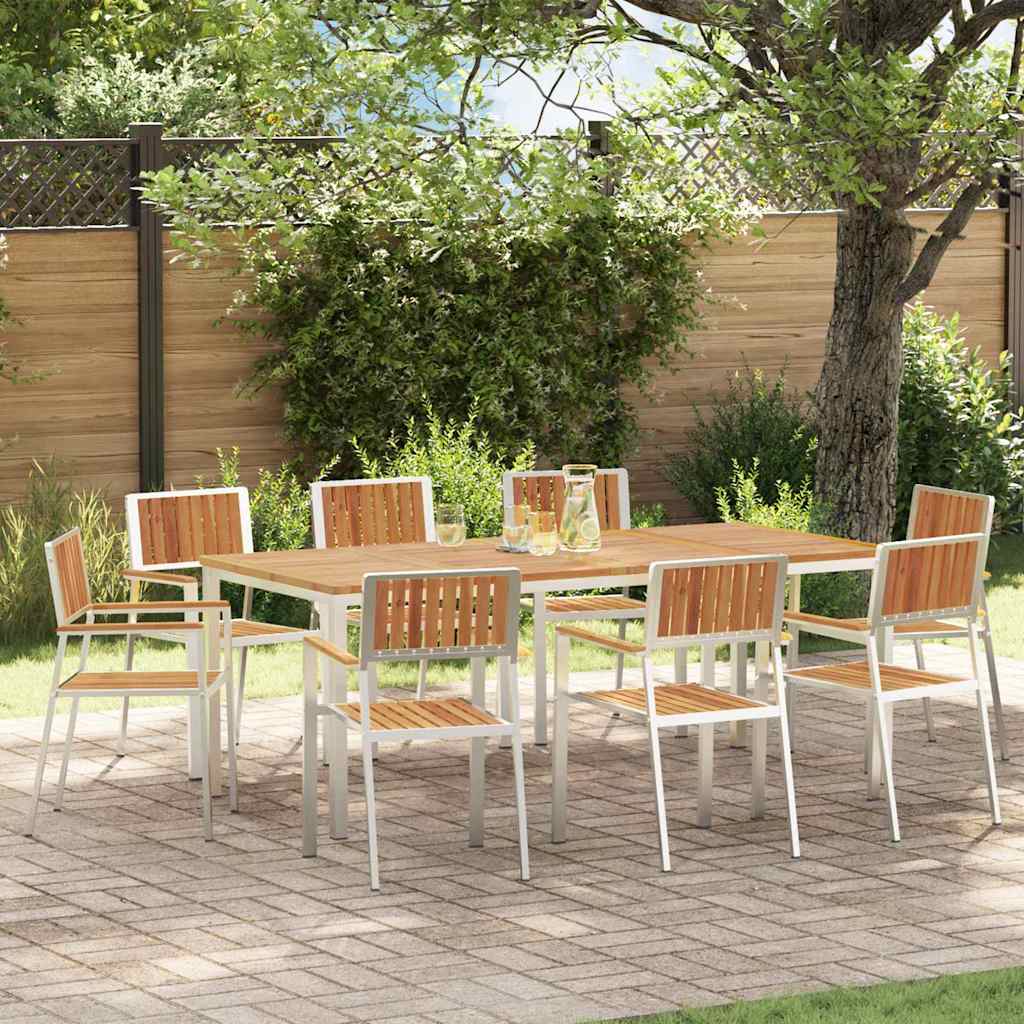 9-piece garden dining set Solid acacia wood Brown
