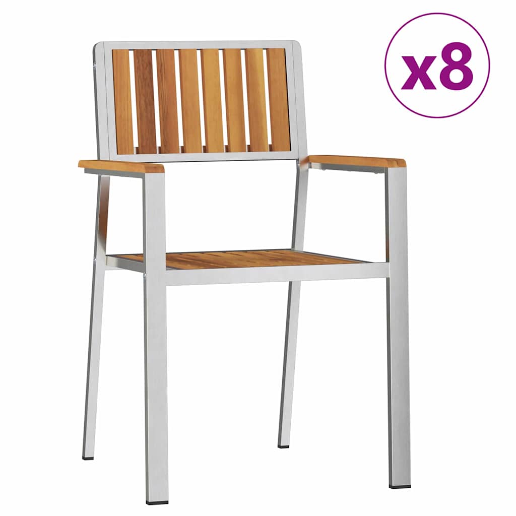 9-piece garden dining set Solid acacia wood Brown