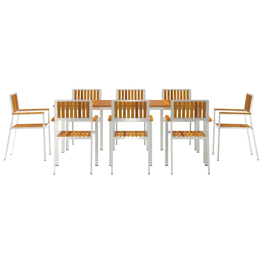 9-piece garden dining set Solid acacia wood Brown