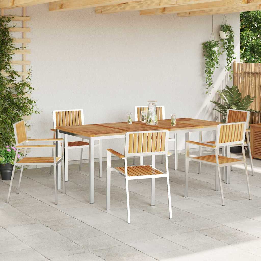 Outdoor Dining Set 7 pcs Brown Solid Teak