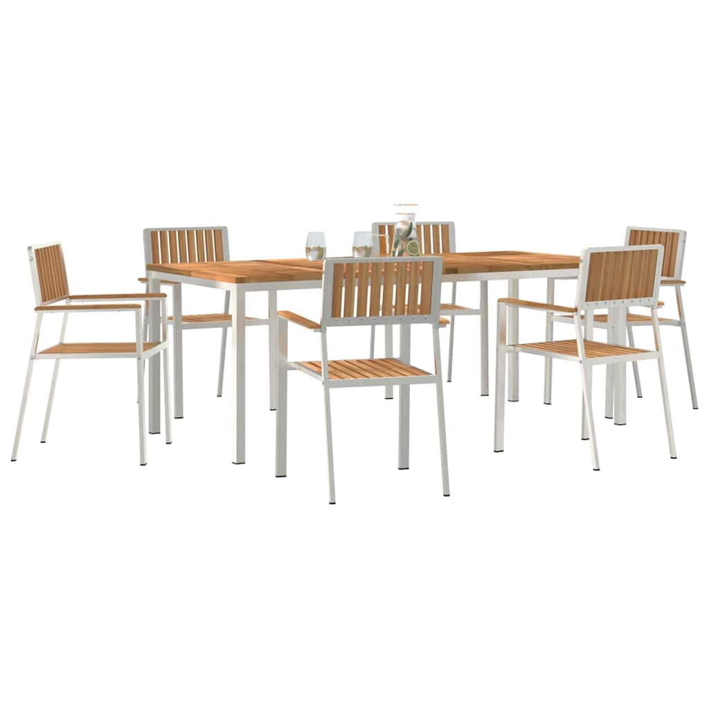 Outdoor Dining Set 7 pcs Brown Solid Teak