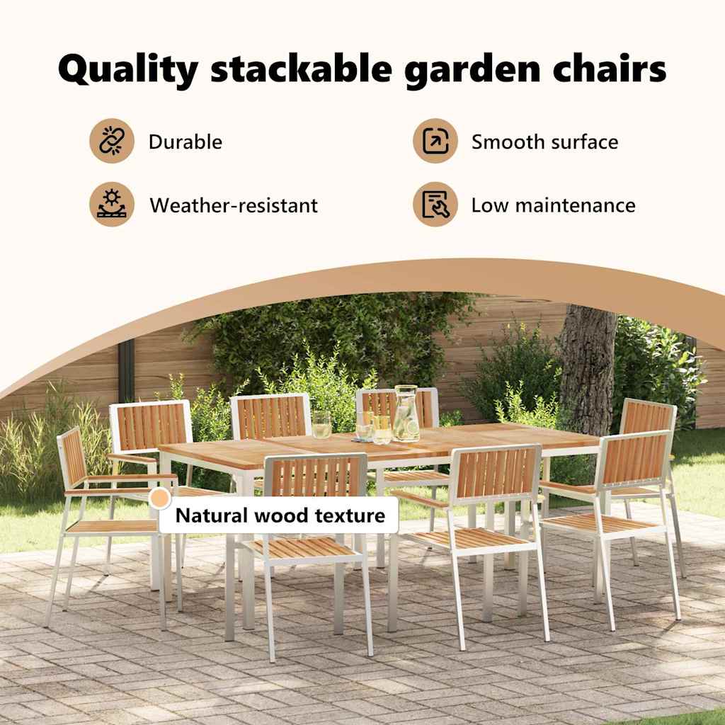Stacking Garden Chairs 8 pcs 54.5x56x87 cm Solid Teak Wood