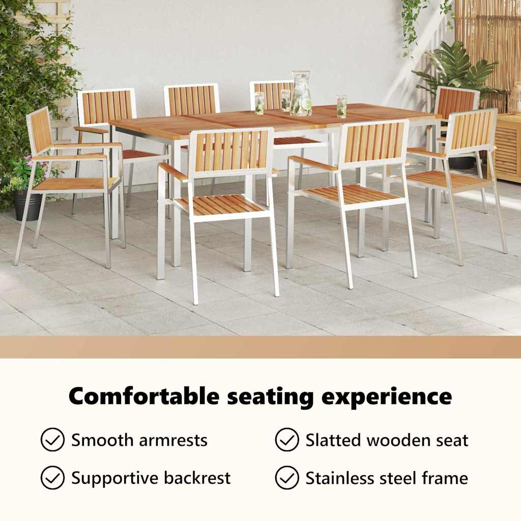 Stacking Garden Chairs 8 pcs 54.5x56x87 cm Solid Teak Wood
