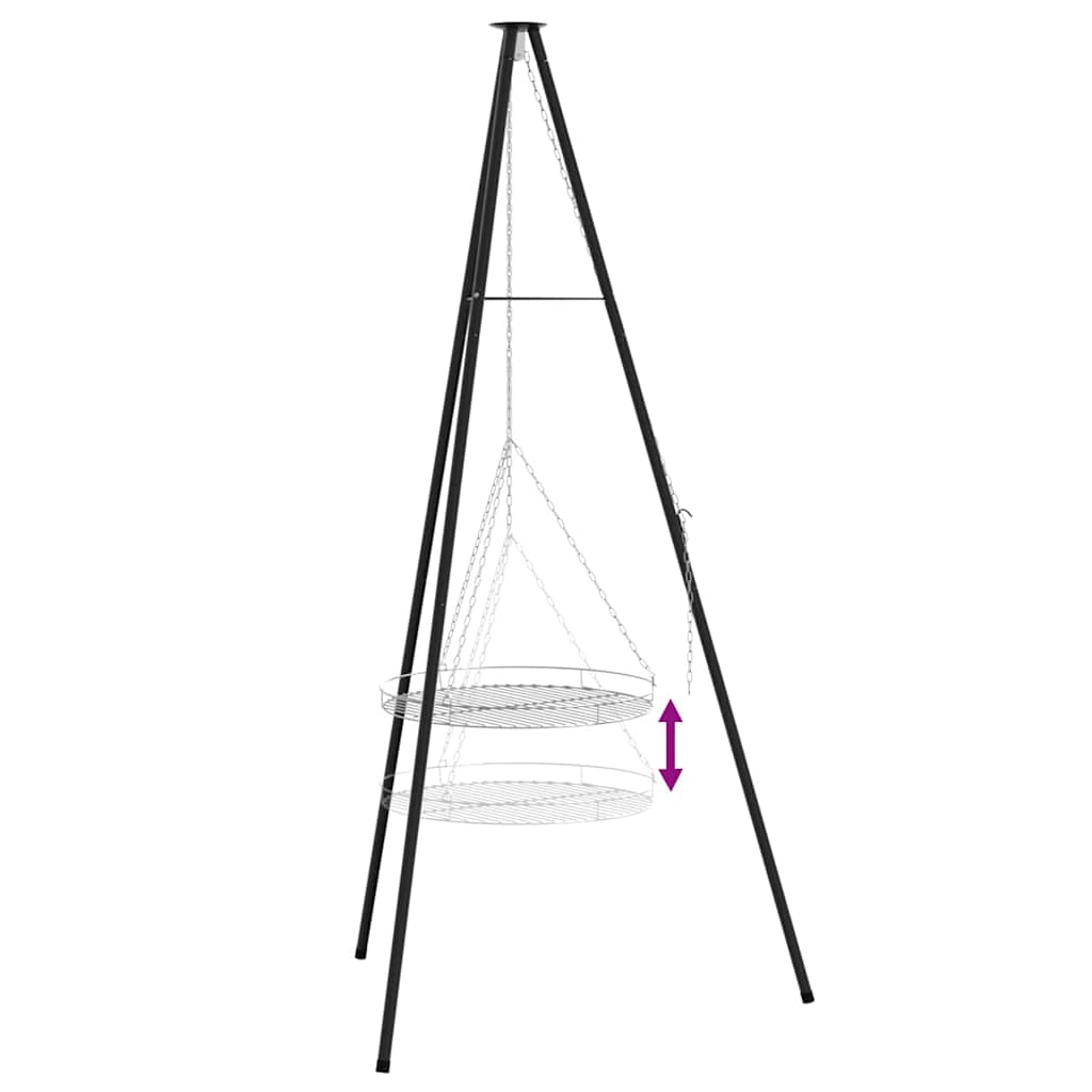 Laužavietės trikojis 2 pcs Juoda Plienas