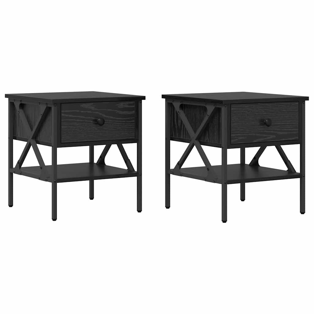 Naktinis staliukas 2 pcs juoda ąžuolo 40 x 42 x 45 cm
