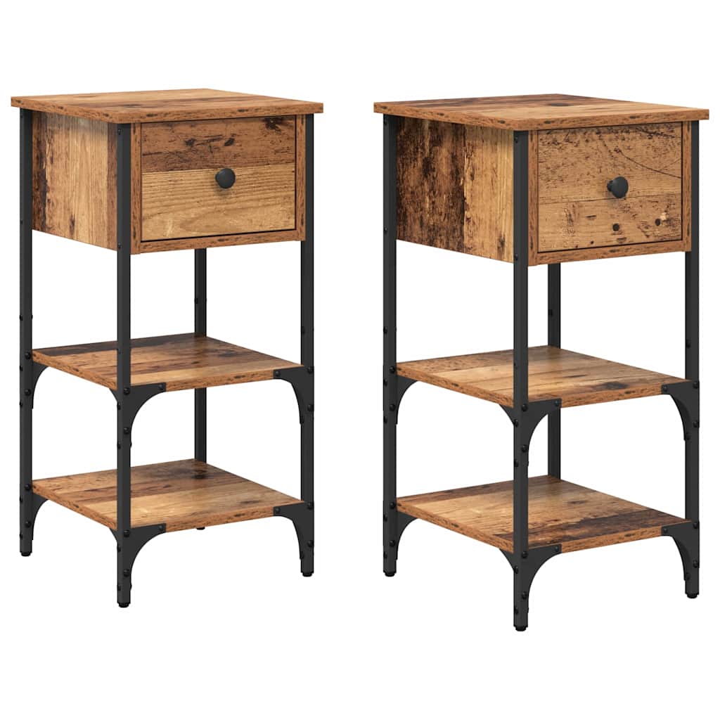 Bedside cabinet with 2 drawers Brown 33.5 x 36 x 70 cm