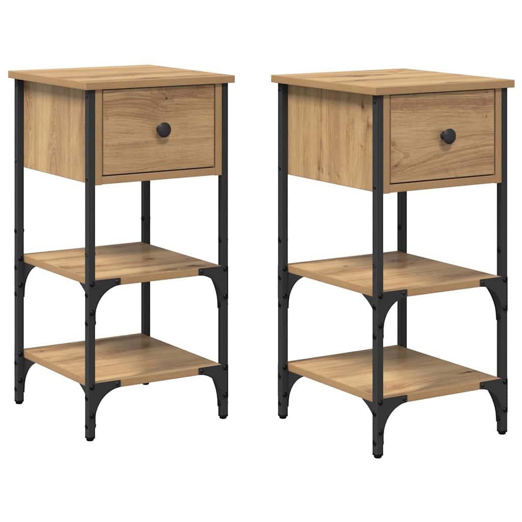 Bedside cabinet with 2 drawers Brown 33.5 x 36 x 70 cm
