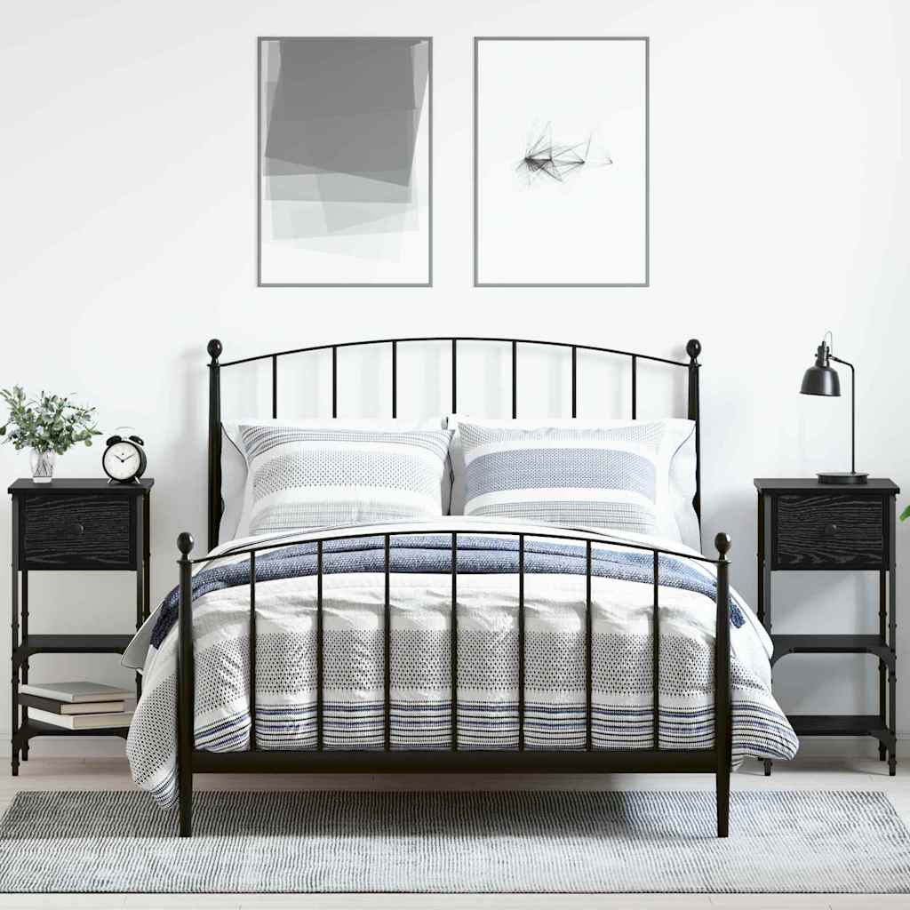 Šalia lovos spintelė 2 pcs Juodas ąžuolas 33.5 x 36 x 70 cm