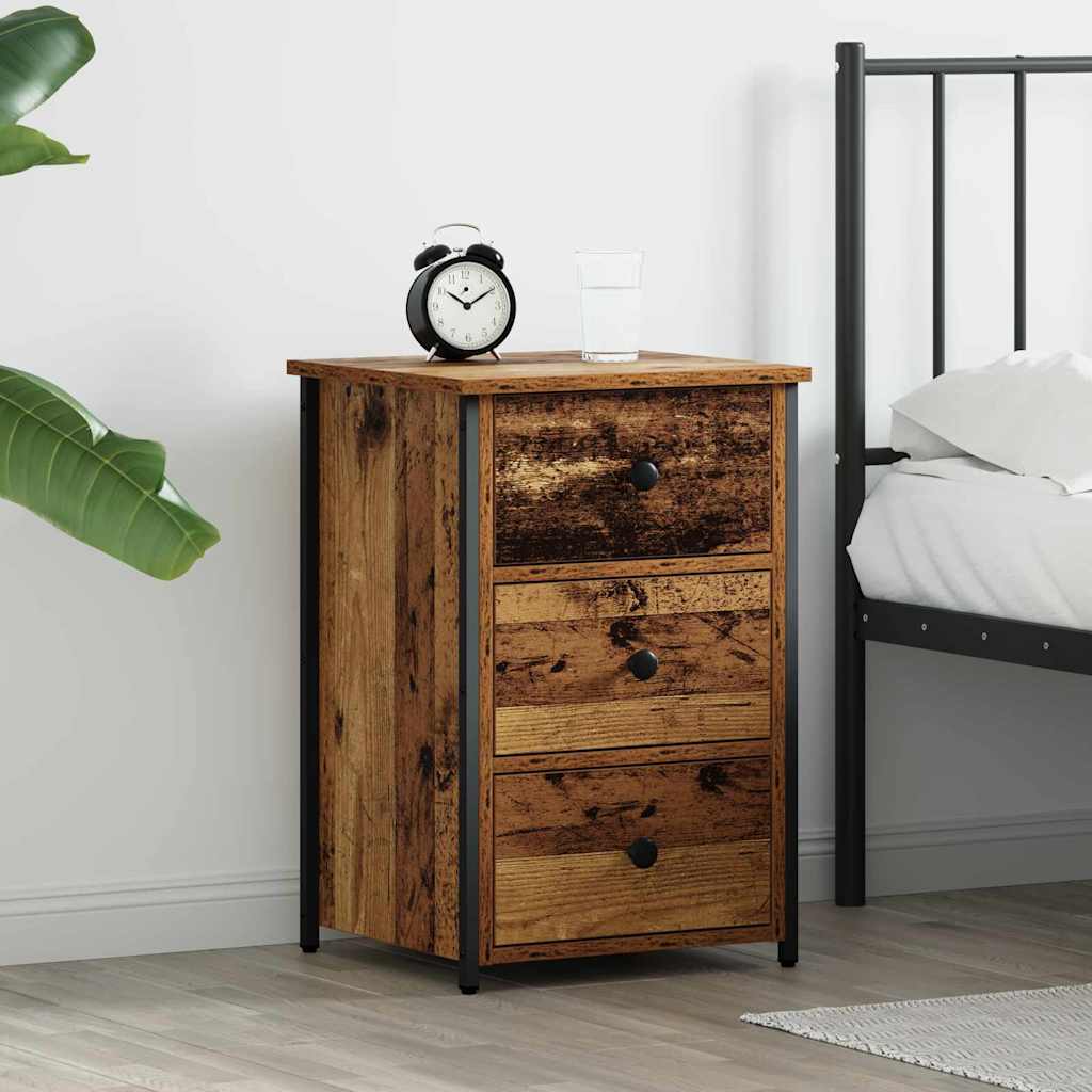 Bedside cabinet with drawer Brown Solid reclaimed wood