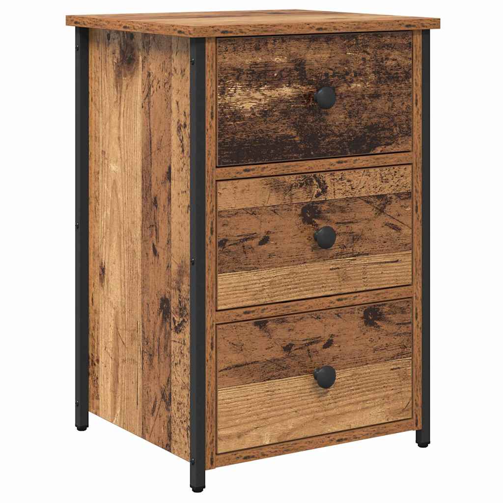 Bedside cabinet with drawer Brown Solid reclaimed wood