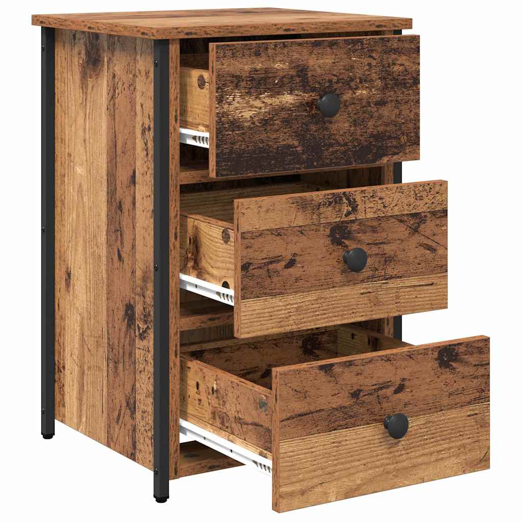 Bedside cabinet with drawer Brown Solid reclaimed wood