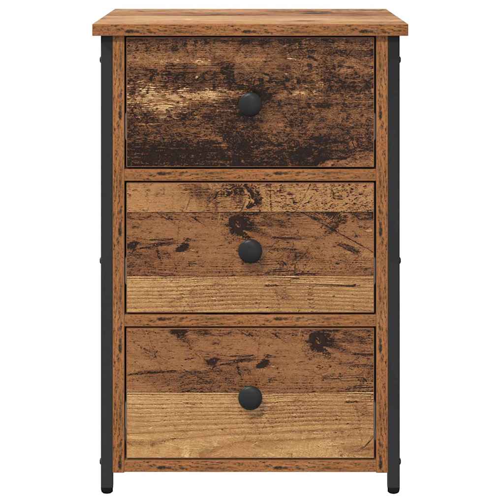 Bedside cabinet with drawer Brown Solid reclaimed wood