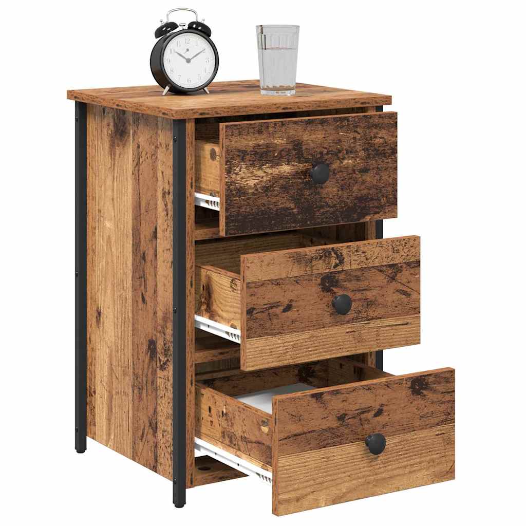 Bedside cabinet with drawer Brown Solid reclaimed wood