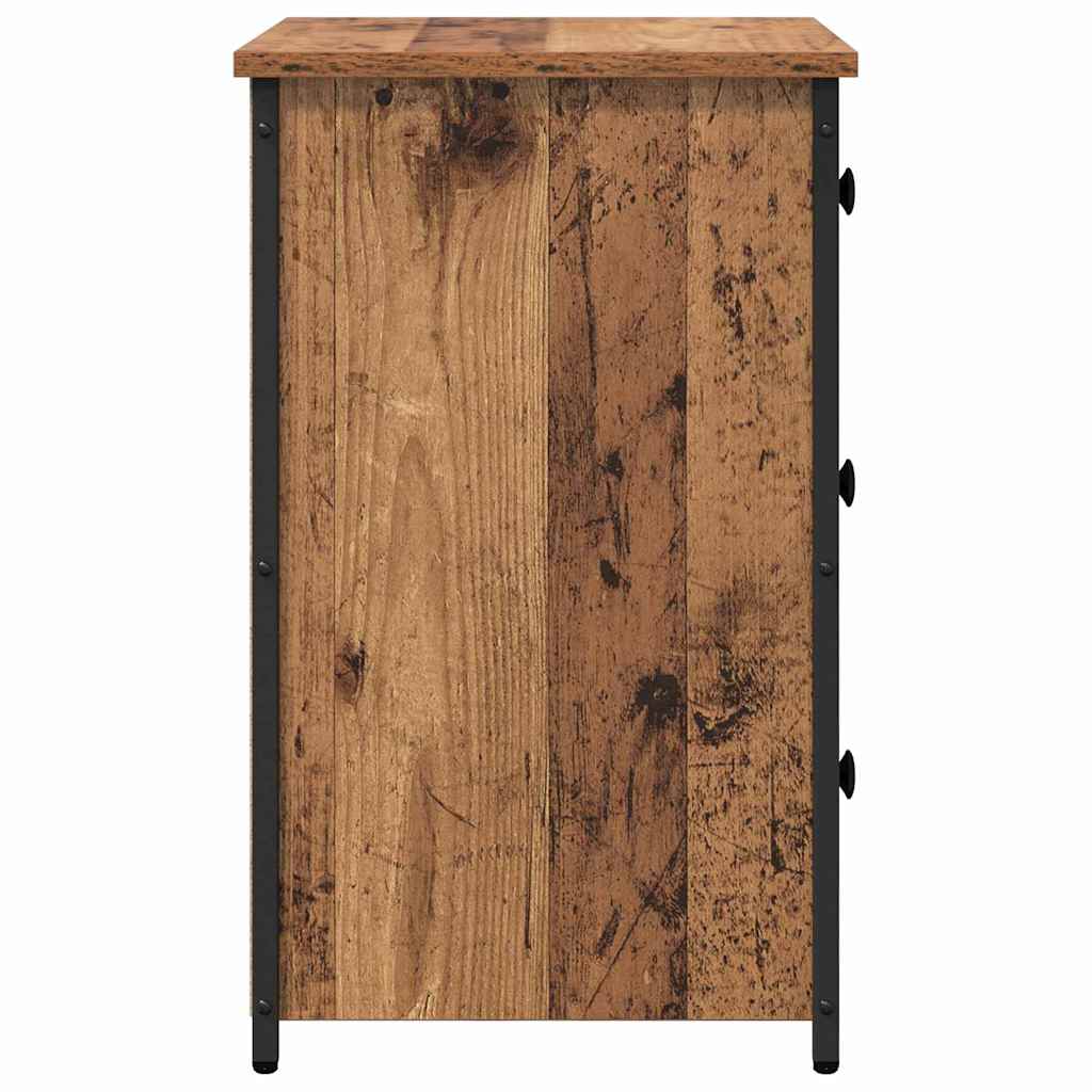 Bedside cabinet with drawer Brown Solid reclaimed wood