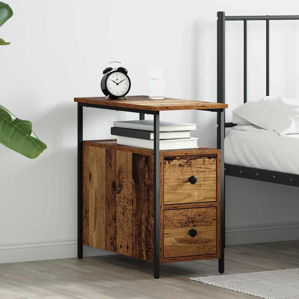 Bedside table with drawers Old wood 30 x 60 x 60 cm