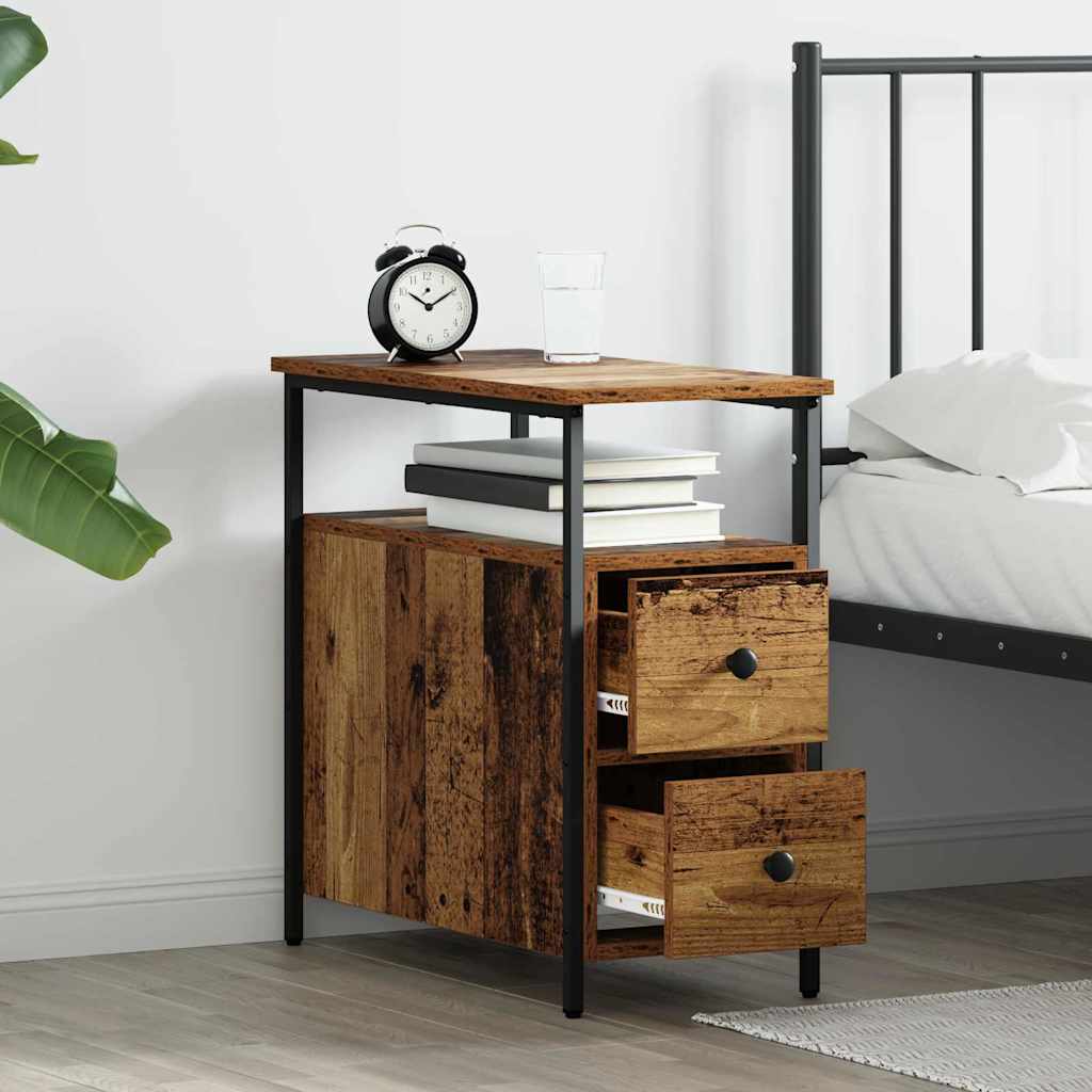 Bedside table with drawers Old wood 30 x 60 x 60 cm