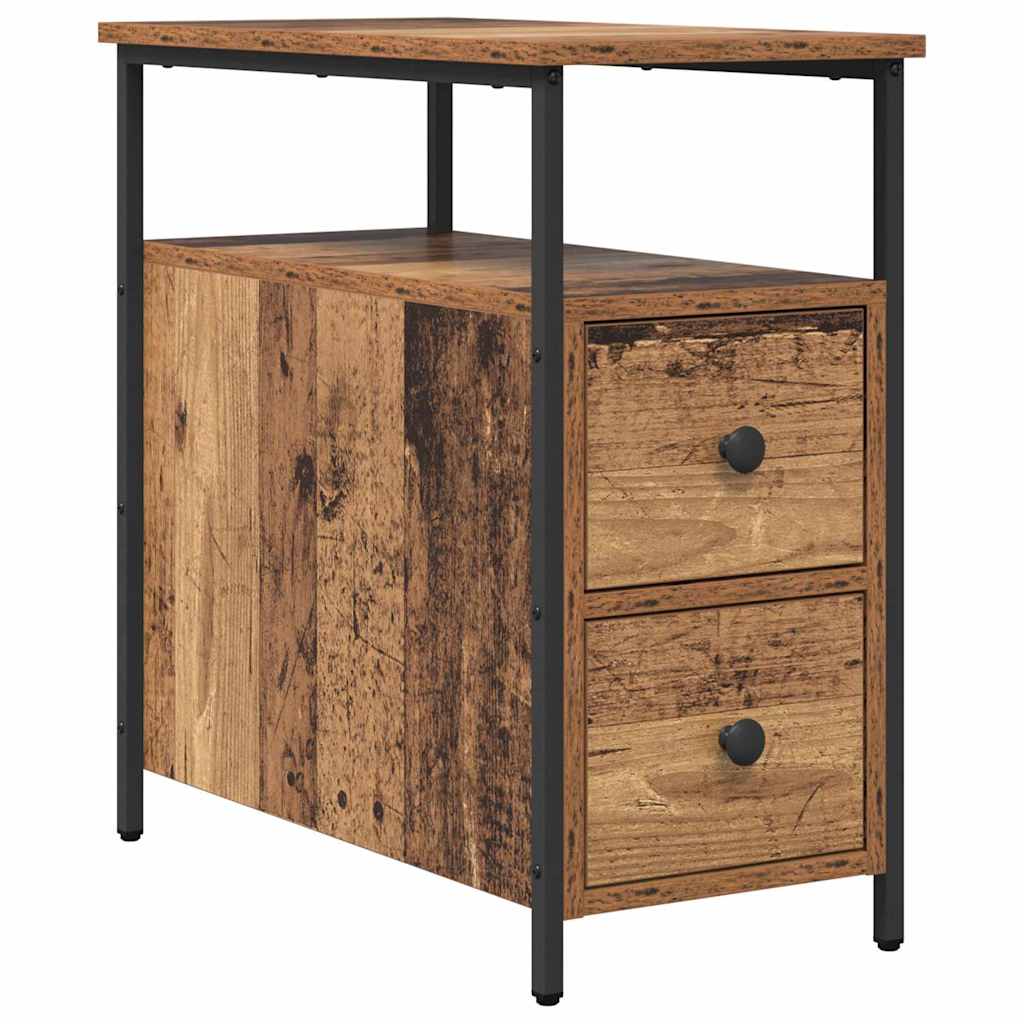 Bedside table with drawers Old wood 30 x 60 x 60 cm