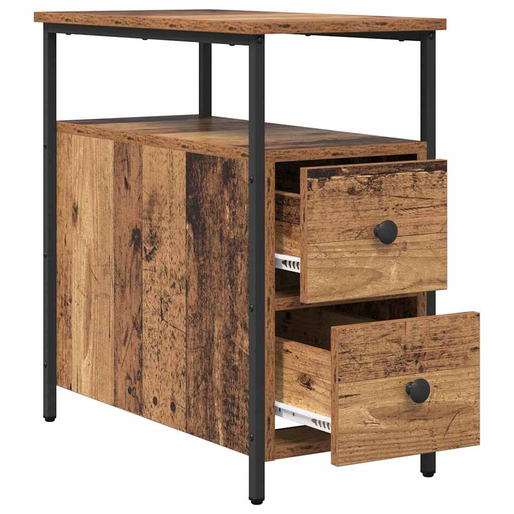 Bedside table with drawers Old wood 30 x 60 x 60 cm