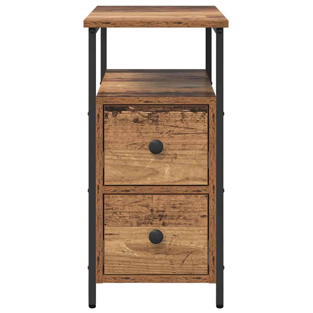 Bedside table with drawers Old wood 30 x 60 x 60 cm