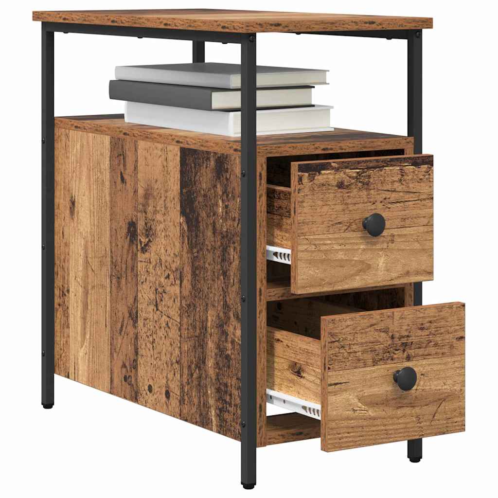 Bedside table with drawers Old wood 30 x 60 x 60 cm