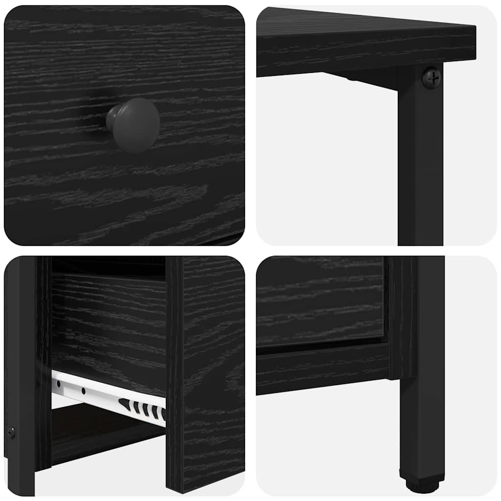 Bedside table with drawer black oak 30 x 60 x 60 cm