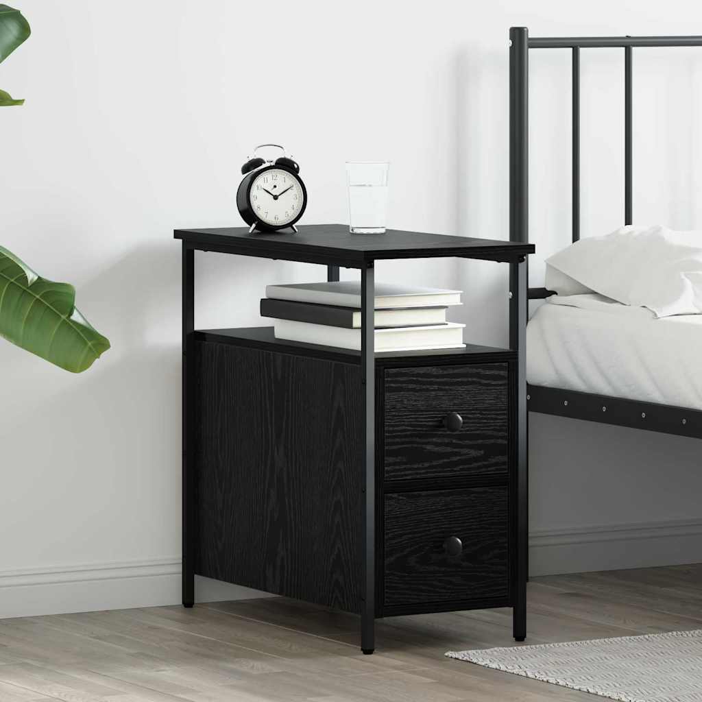 Bedside table with drawer black oak 30 x 60 x 60 cm